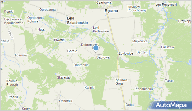 mapa Dąbrowa, Dąbrowa gmina Łęki Szlacheckie na mapie Targeo